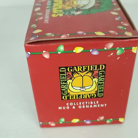 Garfield Cat Collectible Coffee Mug Cup Merry And Bright Xmas Ornament Set 1996 - Picture 8 of 8